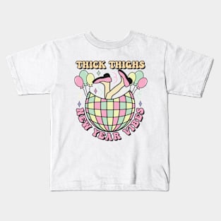 Think thighs New Year Vibes Groovy Kids T-Shirt